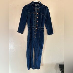 MADEWELL Denim Jumpsuit 0 Dark Wash Denim Stretch Retro Workwear Utility Crop